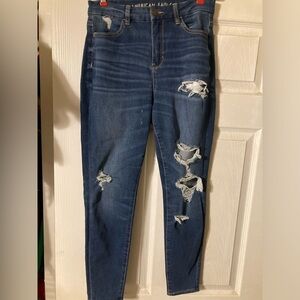 American Eagle Outfitters Ripped Dark Blue Skinny Jeans